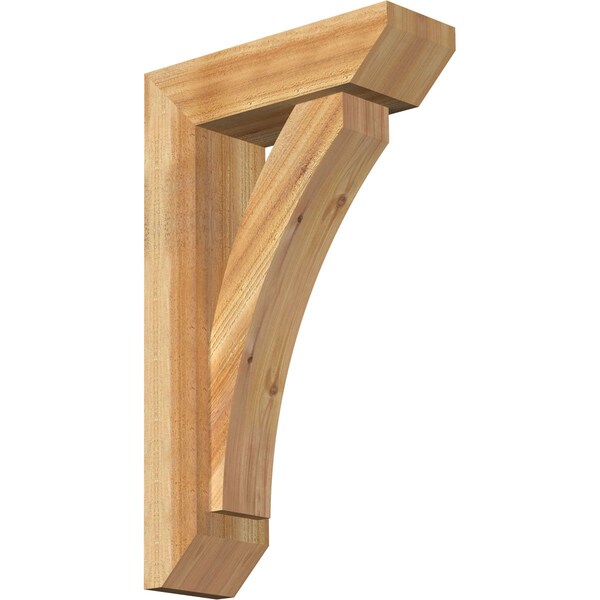 Ekena Millwork Thorton Slat Rough Sawn Bracket w/ Offset Brace, Western Red Cedar, 6"W x 18"D x 30"H BKT0604X18X30THR06RWR - main